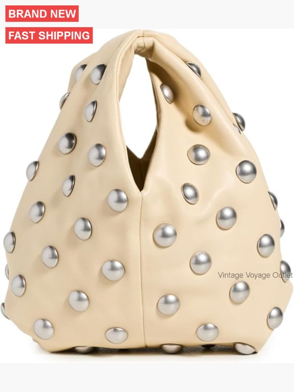 Mini Raffia Hobo Bag with Silver Studs, Woven Clutch